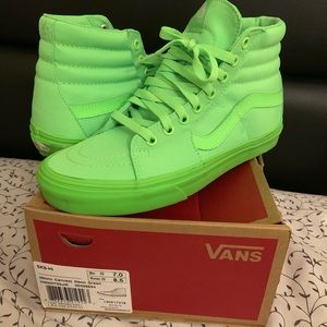 Neon green sk8 Hi Vans